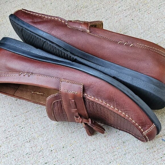 Dockers Men Shoes Slip On Loafer Tassels Brown Leather Upper Size 11.5M